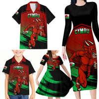 Wales Rugby Family Matching Long Sleeve Bodycon Dress and Hawaiian Shirt Cymru Come On 2023 World Cup - Wonder Print Shop