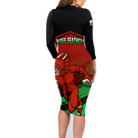 Wales Rugby Family Matching Long Sleeve Bodycon Dress and Hawaiian Shirt Cymru Come On 2023 World Cup - Wonder Print Shop