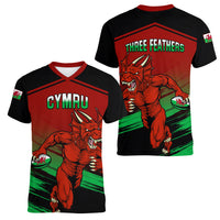 Wales Rugby Women V Neck T Shirt Cymru Come On 2023 World Cup - Wonder Print Shop