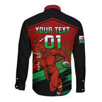Custom Wales Rugby Long Sleeve Button Shirt Cymru Come On 2023 World Cup - Wonder Print Shop