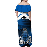 Scotland Rugby Family Matching Off Shoulder Maxi Dress and Hawaiian Shirt Thistle Go 2023 World Cup - Wonder Print Shop