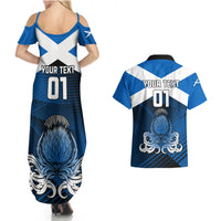 Custom Scotland Rugby Couples Matching Summer Maxi Dress and Hawaiian Shirt Thistle Go 2023 World Cup - Wonder Print Shop