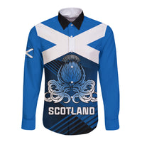 Custom Scotland Rugby Long Sleeve Button Shirt Thistle Go 2023 World Cup - Wonder Print Shop