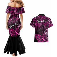 Personalised In October We Wear Pink Couples Matching Mermaid Dress and Hawaiian Shirt Breast Cancer Awareness - Wonder Print Shop