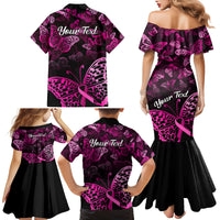 Personalised In October We Wear Pink Family Matching Mermaid Dress and Hawaiian Shirt Breast Cancer Awareness - Wonder Print Shop