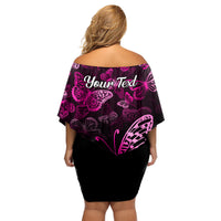 Personalised In October We Wear Pink Family Matching Off Shoulder Short Dress and Hawaiian Shirt Breast Cancer Awareness - Wonder Print Shop