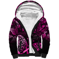 Personalised In October We Wear Pink Sherpa Hoodie Breast Cancer Awareness - Wonder Print Shop