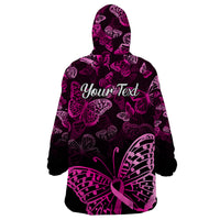 Personalised In October We Wear Pink Wearable Blanket Hoodie Breast Cancer Awareness - Wonder Print Shop