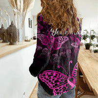 Personalised In October We Wear Pink Women Casual Shirt Breast Cancer Awareness - Wonder Print Shop