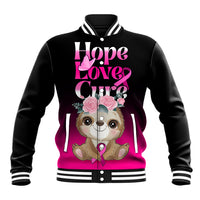 Personalised Hope Love Cure Baseball Jacket Sloth Breast Cancer Awareness - Wonder Print Shop