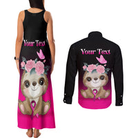 Personalised Hope Love Cure Couples Matching Tank Maxi Dress and Long Sleeve Button Shirts Sloth Breast Cancer Awareness - Wonder Print Shop