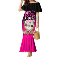 Personalised Hope Love Cure Family Matching Mermaid Dress and Hawaiian Shirt Sloth Breast Cancer Awareness - Wonder Print Shop