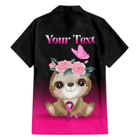 Personalised Hope Love Cure Family Matching Off Shoulder Long Sleeve Dress and Hawaiian Shirt Sloth Breast Cancer Awareness - Wonder Print Shop