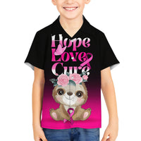 Personalised Hope Love Cure Family Matching Puletasi Dress and Hawaiian Shirt Sloth Breast Cancer Awareness - Wonder Print Shop