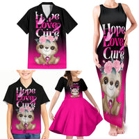 Personalised Hope Love Cure Family Matching Tank Maxi Dress and Hawaiian Shirt Sloth Breast Cancer Awareness - Wonder Print Shop