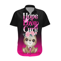 Personalised Hope Love Cure Hawaiian Shirt Sloth Breast Cancer Awareness - Wonder Print Shop