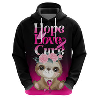 Personalised Hope Love Cure Hoodie Sloth Breast Cancer Awareness - Wonder Print Shop