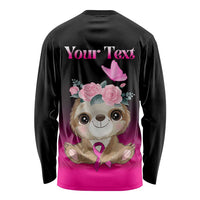 Personalised Hope Love Cure Long Sleeve Shirt Sloth Breast Cancer Awareness LT01