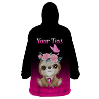Personalised Hope Love Cure Wearable Blanket Hoodie Sloth Breast Cancer Awareness - Wonder Print Shop