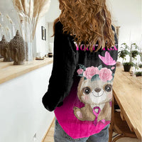 Personalised Hope Love Cure Women Casual Shirt Sloth Breast Cancer Awareness - Wonder Print Shop