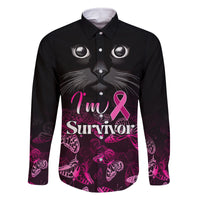 Personalised I Am A Survivor Family Matching Off Shoulder Short Dress and Hawaiian Shirt Black Cat Breast Cancer Awareness - Wonder Print Shop