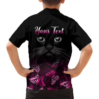 Personalised I Am A Survivor Family Matching Short Sleeve Bodycon Dress and Hawaiian Shirt Black Cat Breast Cancer Awareness - Wonder Print Shop