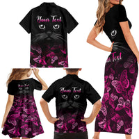 Personalised I Am A Survivor Family Matching Short Sleeve Bodycon Dress and Hawaiian Shirt Black Cat Breast Cancer Awareness - Wonder Print Shop