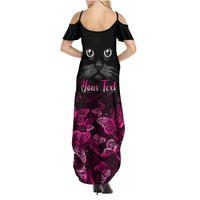 Personalised I Am A Survivor Family Matching Summer Maxi Dress and Hawaiian Shirt Black Cat Breast Cancer Awareness - Wonder Print Shop