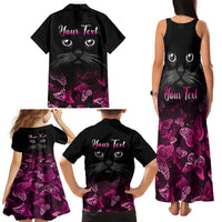 Personalised I Am A Survivor Family Matching Tank Maxi Dress and Hawaiian Shirt Black Cat Breast Cancer Awareness - Wonder Print Shop