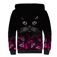 Personalised I Am A Survivor Sherpa Hoodie Black Cat Breast Cancer Awareness - Wonder Print Shop