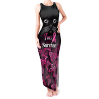 Personalised I Am A Survivor Tank Maxi Dress Black Cat Breast Cancer Awareness - Wonder Print Shop