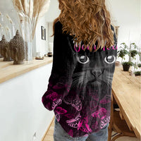 Personalised I Am A Survivor Women Casual Shirt Black Cat Breast Cancer Awareness - Wonder Print Shop