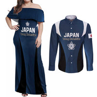 Custom Japan Football Couples Matching Off Shoulder Maxi Dress and Long Sleeve Button Shirt Come On Young Nadeshiko - Wonder Print Shop