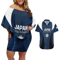 Custom Japan Football Couples Matching Off Shoulder Short Dress and Hawaiian Shirt Come On Young Nadeshiko - Wonder Print Shop