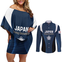 Custom Japan Football Couples Matching Off Shoulder Short Dress and Long Sleeve Button Shirt Come On Young Nadeshiko - Wonder Print Shop