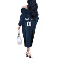 Custom Japan Football Off The Shoulder Long Sleeve Dress Come On Young Nadeshiko - Wonder Print Shop