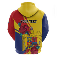 Personalized Romania Independence Day Hoodie Golden Eagle With Roses - Wonder Print Shop