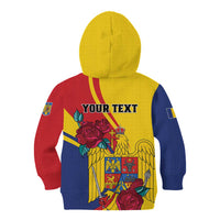 Personalized Romania Independence Day Kid Hoodie Golden Eagle With Roses - Wonder Print Shop