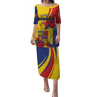 Personalized Romania Independence Day Puletasi Golden Eagle With Roses - Wonder Print Shop