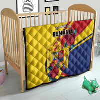 Personalized Romania Independence Day Quilt Golden Eagle With Roses - Wonder Print Shop