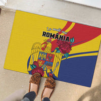 Personalized Romania Independence Day Rubber Doormat Golden Eagle With Roses - Wonder Print Shop