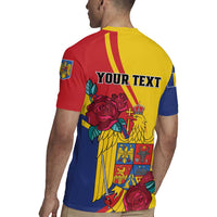 Personalized Romania Independence Day Rugby Jersey Golden Eagle With Roses - Wonder Print Shop