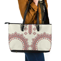 Romanian Traditional Pattern Leather Tote Bag Unique - Wonder Print Shop