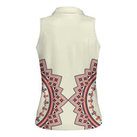 Romanian Traditional Pattern Women Sleeveless Polo Shirt Unique - Wonder Print Shop