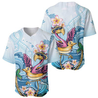 Hawaii Flamingo Baseball Jersey Plumeria Tropical Beach - Wonder Print Shop