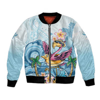Hawaii Flamingo Bomber Jacket Plumeria Tropical Beach - Wonder Print Shop