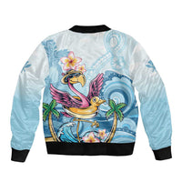 Hawaii Flamingo Bomber Jacket Plumeria Tropical Beach - Wonder Print Shop