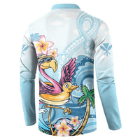 Hawaii Flamingo Button Sweatshirt Plumeria Tropical Beach - Wonder Print Shop