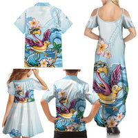Hawaii Flamingo Family Matching Summer Maxi Dress and Hawaiian Shirt Plumeria Tropical Beach - Wonder Print Shop