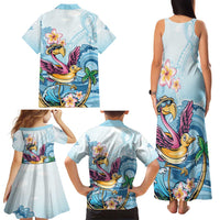 Hawaii Flamingo Family Matching Tank Maxi Dress and Hawaiian Shirt Plumeria Tropical Beach - Wonder Print Shop